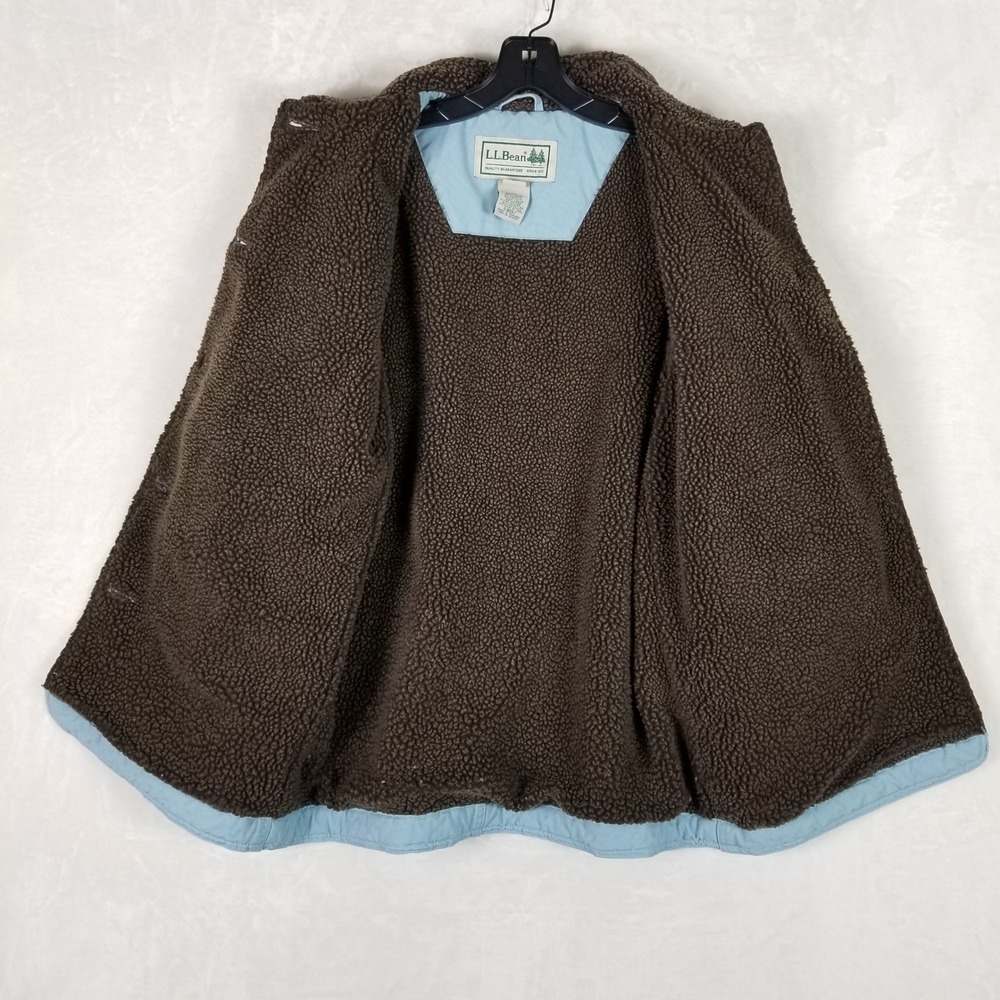 LL Bean Barn Coat Womens Medium Blue Sherpa Lined Canvas Field Jacket 0BGX7 - Picture 3 of 9